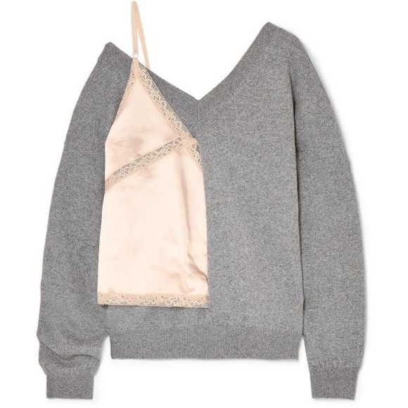 ALEXANDER WANG Hybrid Jumper With Camisole Insert BLACK - Picture 1 of 5